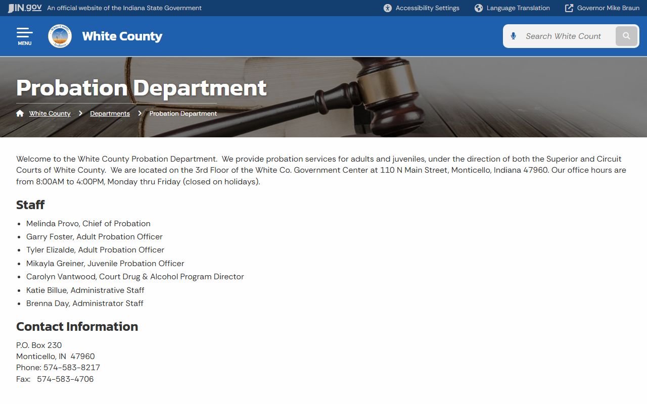 White County arrest records and court charges probation department