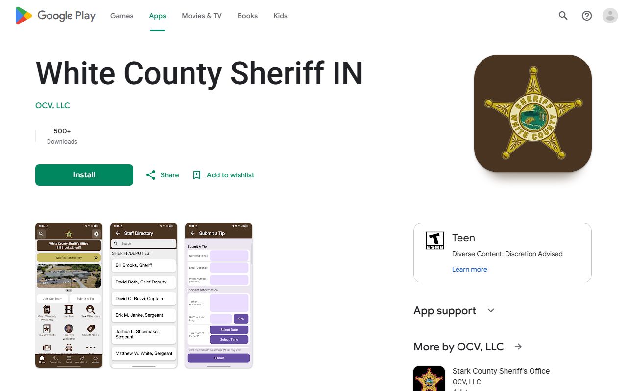 White County court dockets and sheriff app Google Play listing