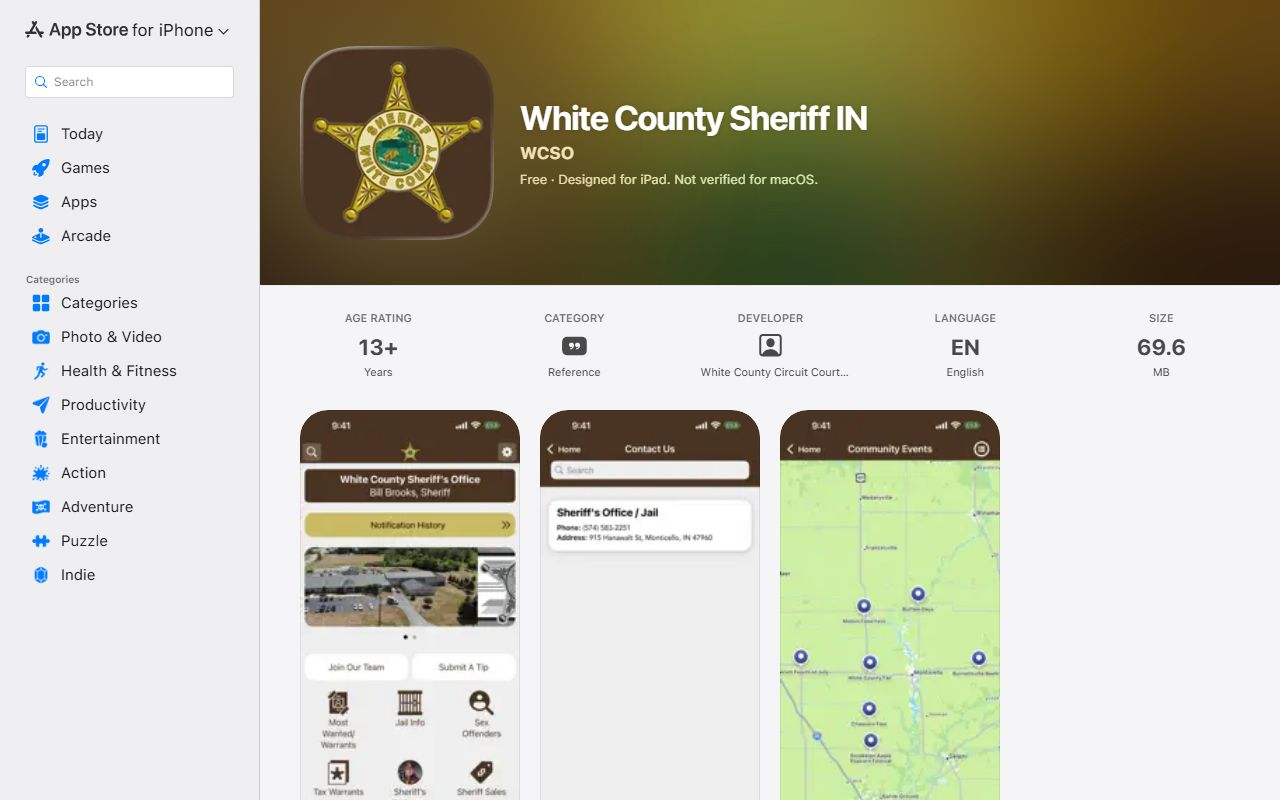 White County court dockets and sheriff app iOS listing