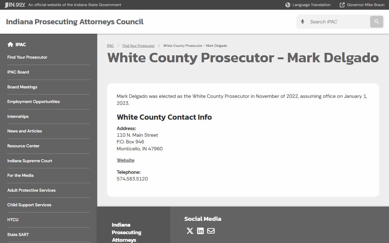 White County criminal court records IPAC prosecutor profile