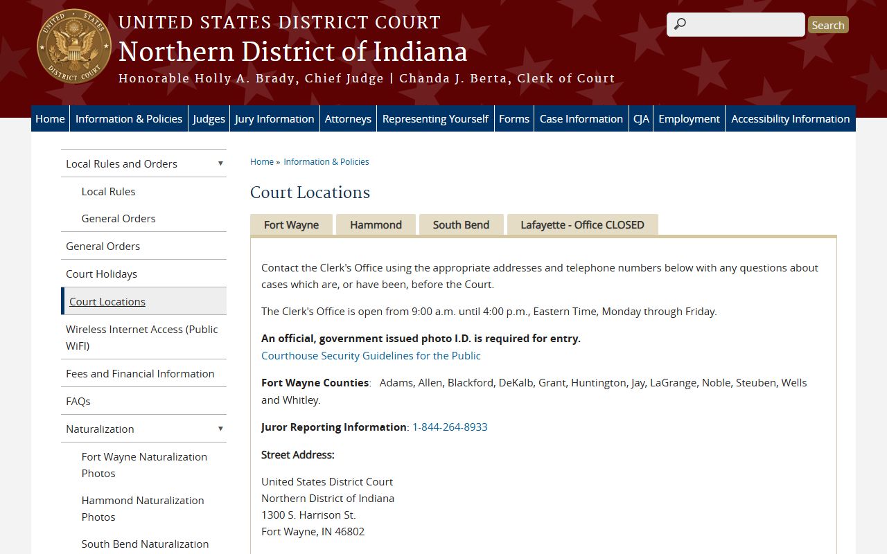 White County trial court records Northern District court locations source