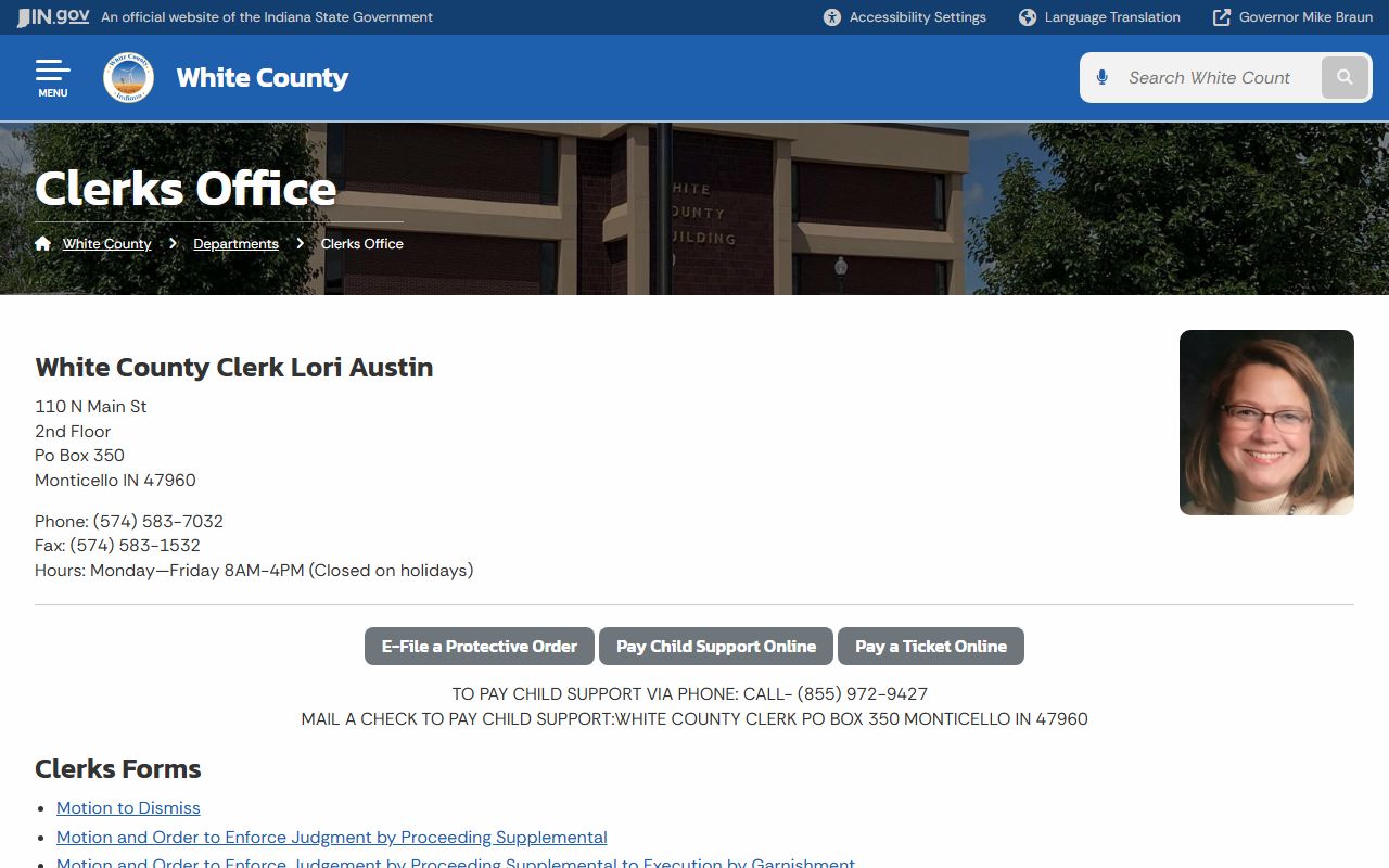 White County court records Clerk's Office page