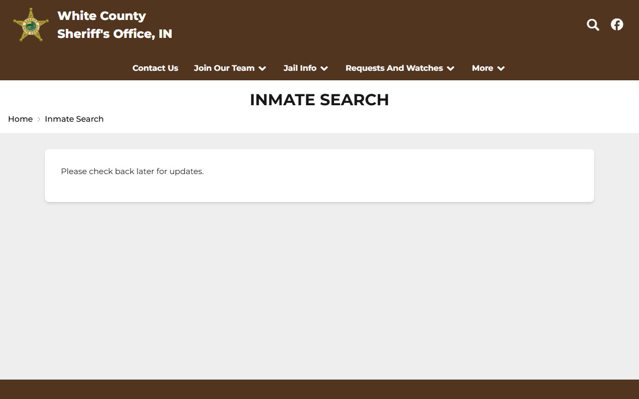 White County inmate records sheriff inmate search page