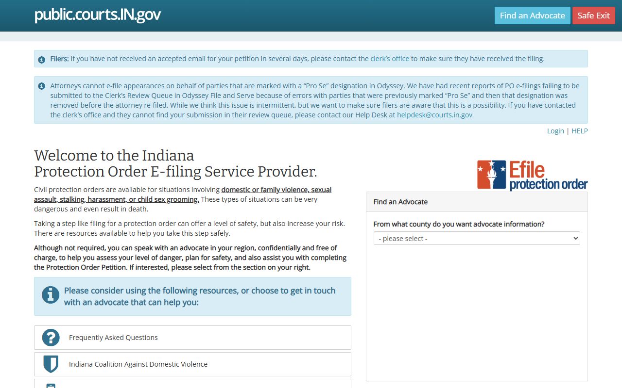 White County marriage and divorce records protective order e-filing
