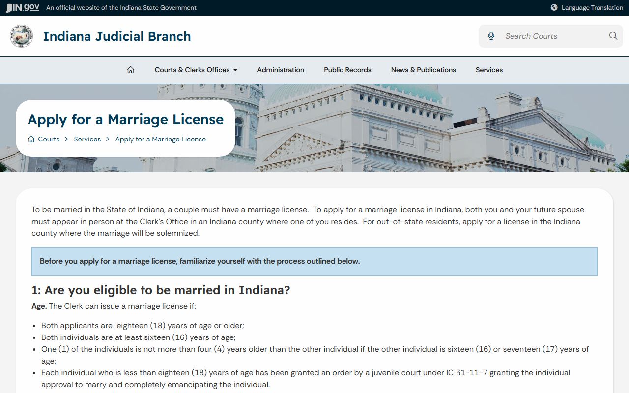 White County marriage records Indiana marriage license application