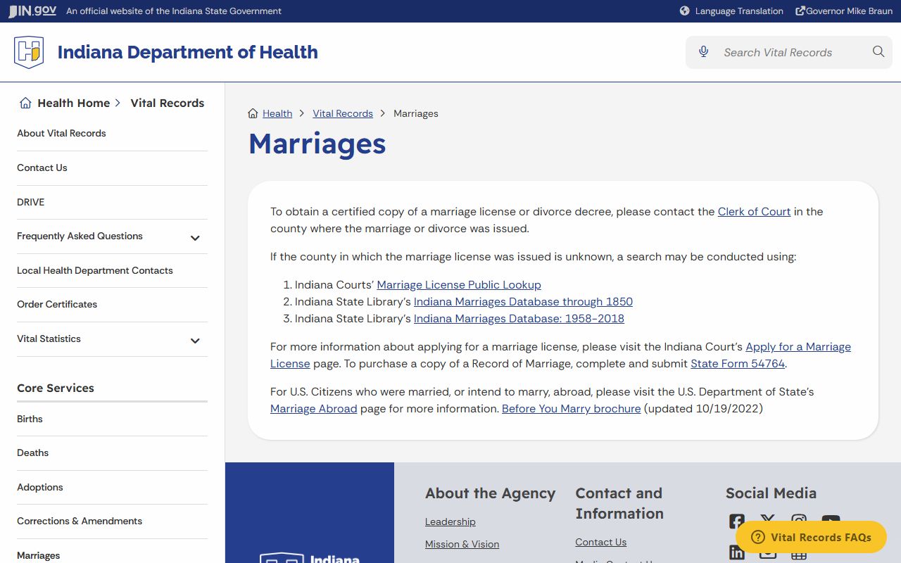 White County marriage records Indiana vital records marriage copies