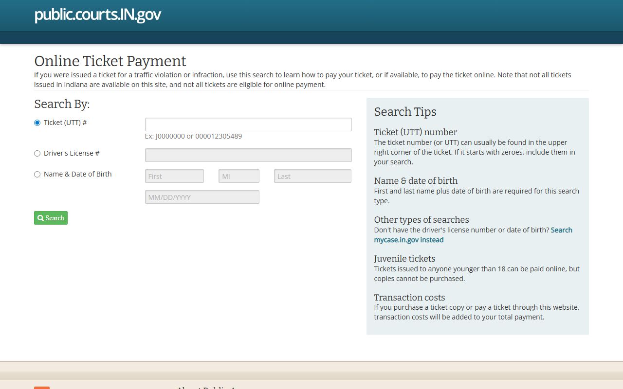 White County traffic court records Indiana ePay citation lookup