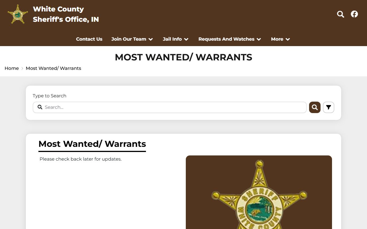 White County warrant records sheriff most wanted warrants page